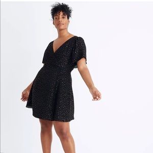 Madewell Cape-Sleeve Mini Dress in Metallic Dots